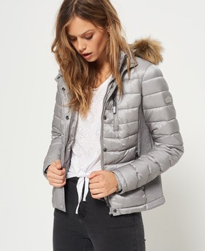 Superdry Luxe Fuji Double Cipzár Hooded Női Kabát Titán | UNSTR1958